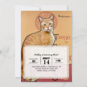   Vintage French Poster Style Orange Cat          Invitation