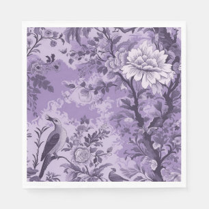 Vintage French Purple Toile Fleurie Napkin