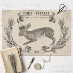 Vintage French Rabbit with Crown Decoupage Tissue Paper<br><div class="desc">Beautiful neutral toned vintage rabbit illustration with laurel wreath and antique banner that reads: Paris Theatre.   Perfect for decoupage,  Easter and spring projects,  junk journals and more!</div>
