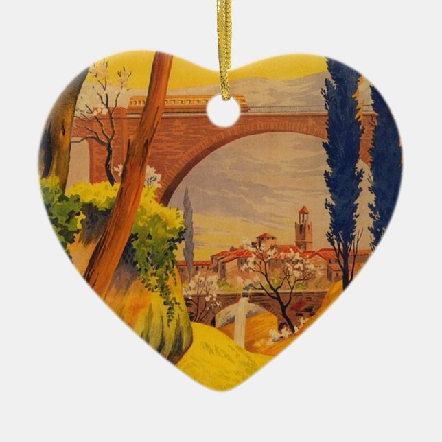 Vintage French Railroad Travel Ceramic Ornament (Front)