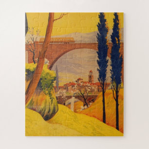 Vintage French Railroad Travel Illustration Art Jigsaw Puzzle