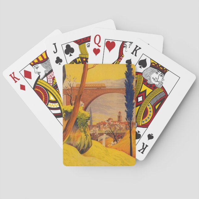 Vintage French Railroad Travel Playing Cards (Back)