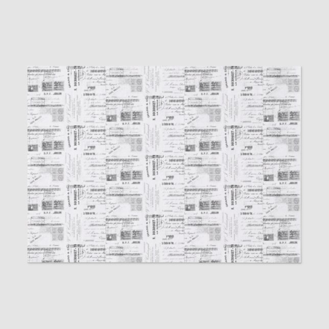 Vintage French Receipt Tissue Paper (Front)