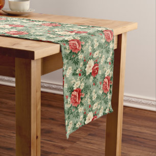 Vintage French Red Christmas Nostalgia Long Table Runner