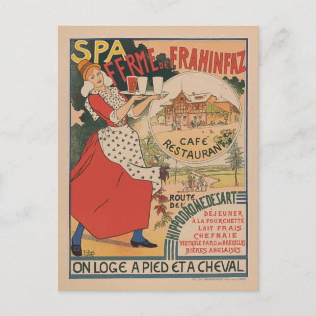 Vintage French Restaurant Cafe Travel Postcard (Front)