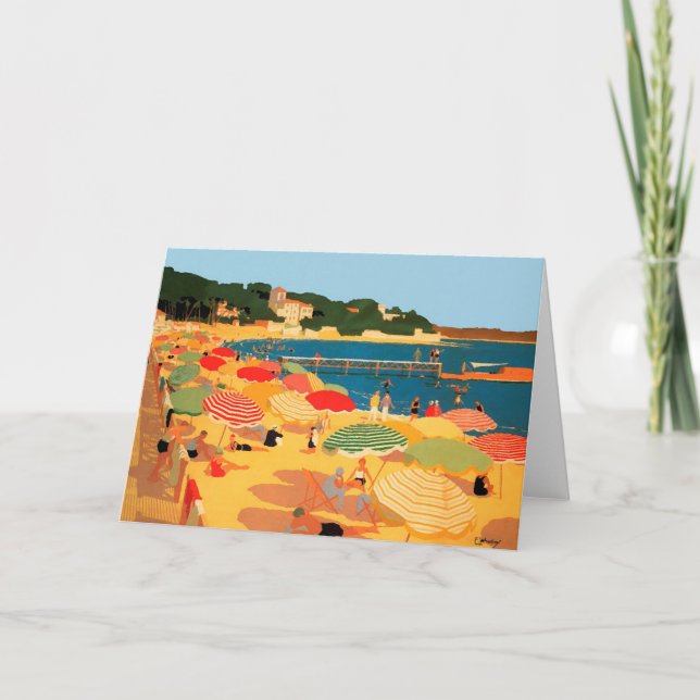 Vintage French Riviera Beach Card (Front)