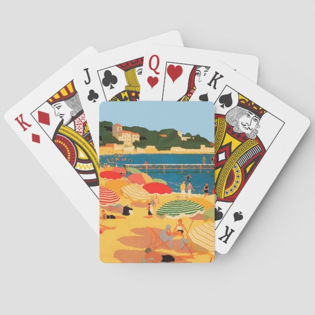 Vintage French Riviera Beach Playing Cards (Back)