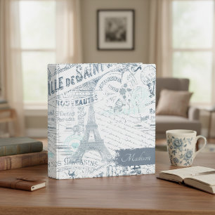Vintage French Romance Collage Blue ID226 Binder
