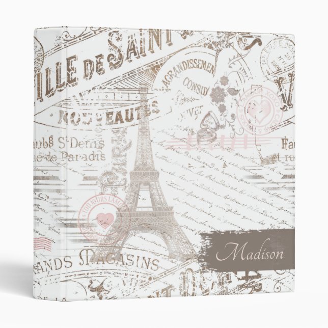 Vintage French Romance Collage Pink ID226 Binder (Front/Spine)