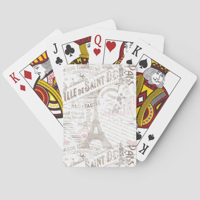 Vintage French Romance Collage Pink ID226 Playing Cards (Back)