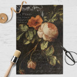 Vintage French Rose Decoupage Tissue Paper<br><div class="desc">Beautiful rose illustration with vintage ephemera on a subtle damask background.</div>