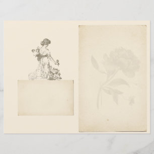 Vintage French Rose Woman Scrapbook Journal Page