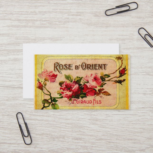 Vintage French Roses Business Card (Front/Back In Situ)