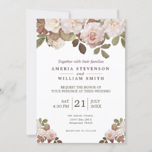 Vintage French Roses Wedding Invitation