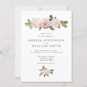 Vintage French Roses Wedding Invitation