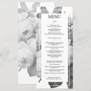 Vintage French Roses Wedding Reception Flat Menu