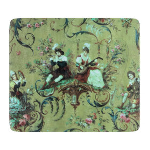 Vintage French Sage Green Toile Victorian Floral Cutting Board