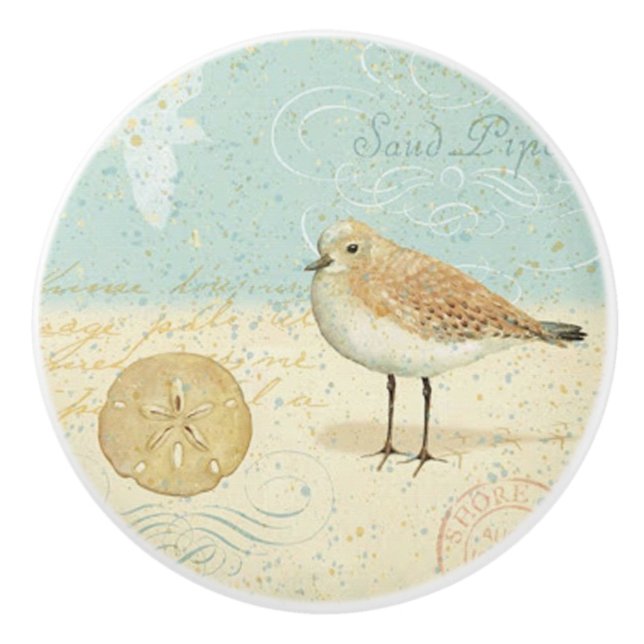 Vintage French Sand Piper Ceramic Knob (Front)