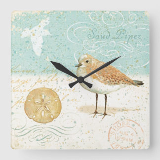 Vintage French Sand Piper Square Wall Clock