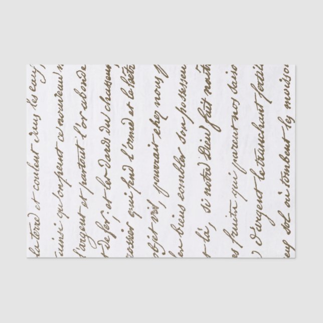 Vintage French Script Gold Harvest Letter Tissue Paper (Front)