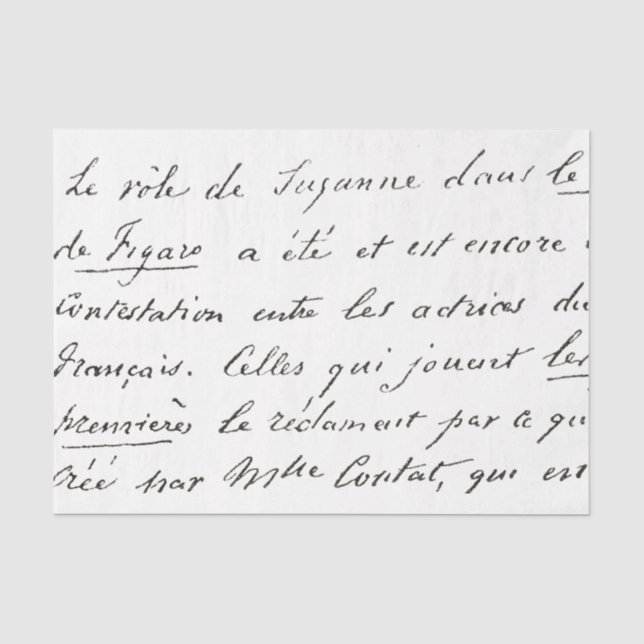 Vintage French Script Letter Tissue Paper (Front)