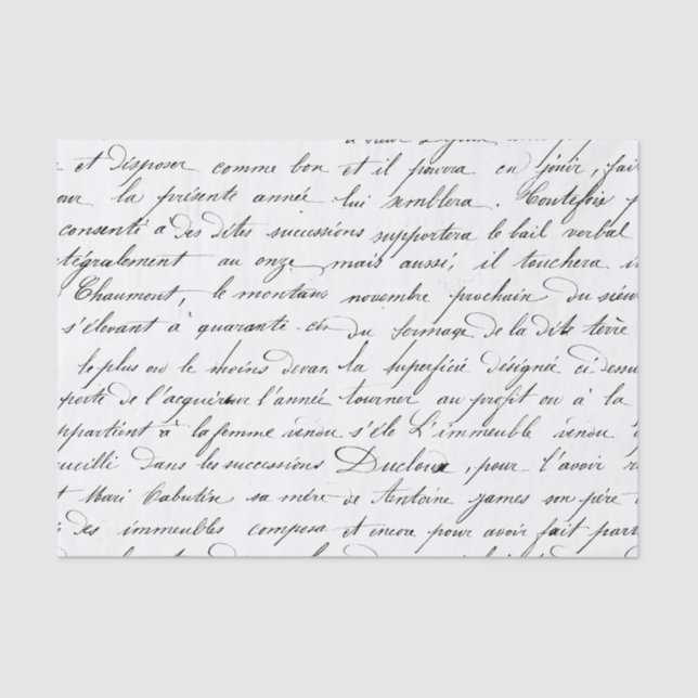 Vintage French Script Tissue Paper (Front)