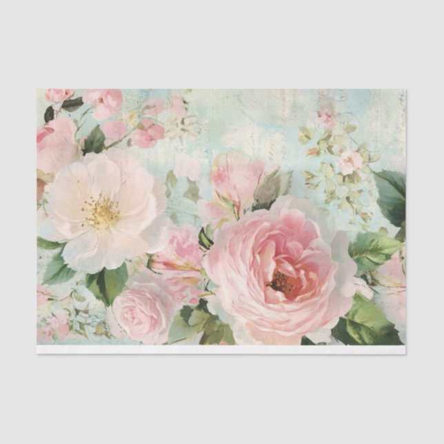 Vintage French Shabby Chic Blossom Decoupage Tissue Paper (Front)