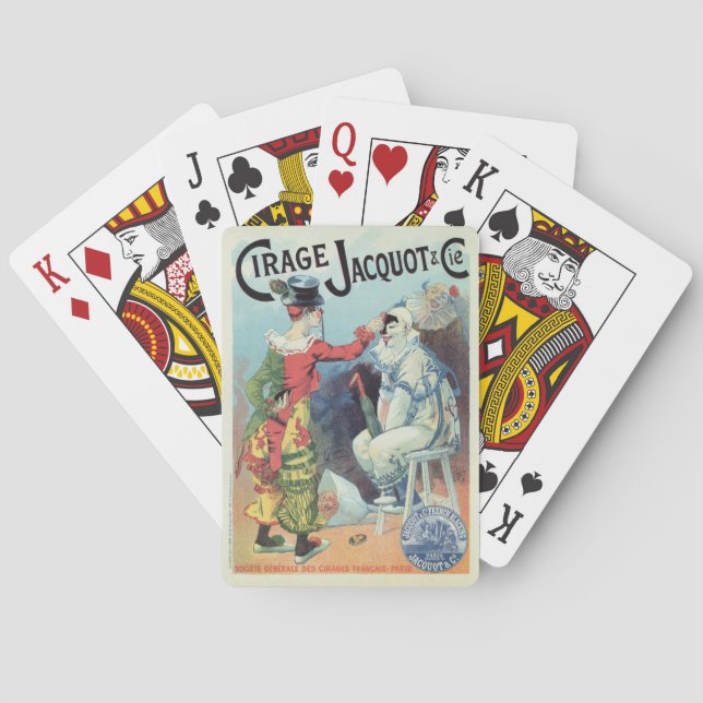 Vintage French shoe polish ad, clowns Playing Cards (Back)