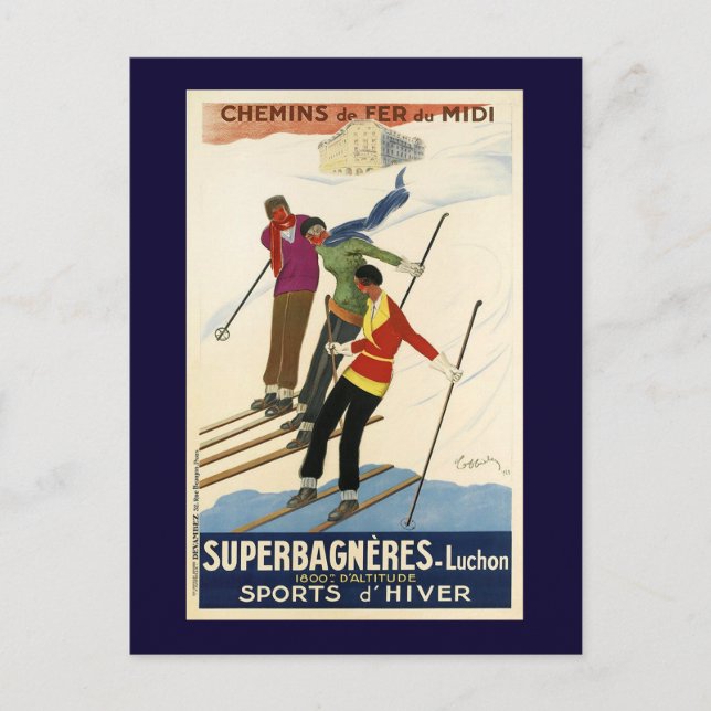 Vintage French Ski Postcard (Front)