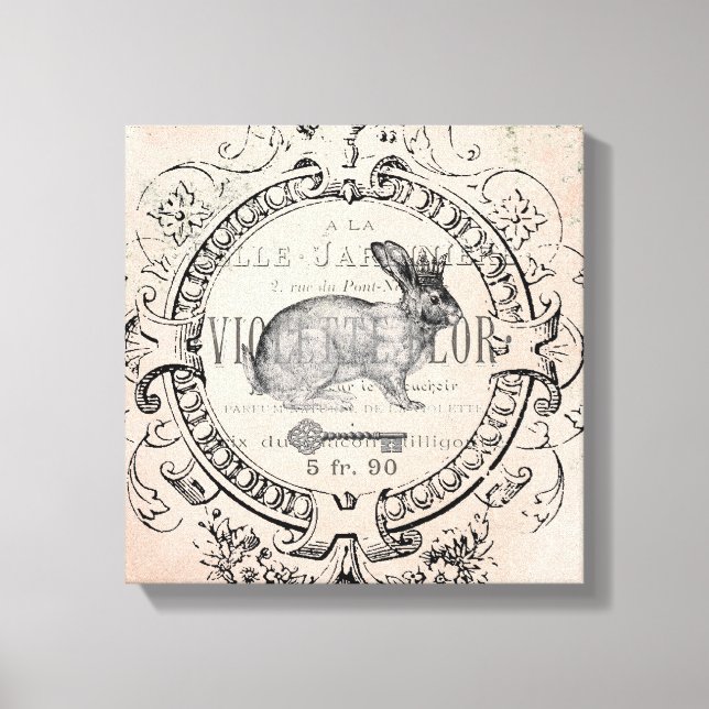 Vintage French Spring Rabbit stretched canvas (Front)