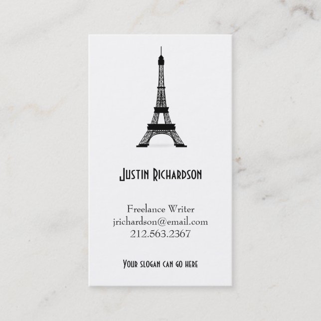 Vintage French Style Black Eiffel Tower Business Card (Front)