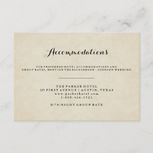 Vintage French Style Wedding Accommodations Enclosure Card