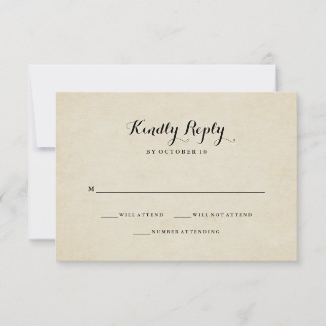 Vintage French Style Wedding RSVP Card (Front)