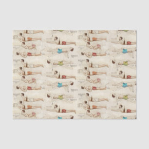 Vintage French Swimmers Swimming Lesson  Tissue Paper