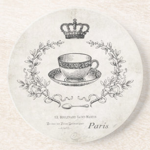 Vintage French teacup stone coaster