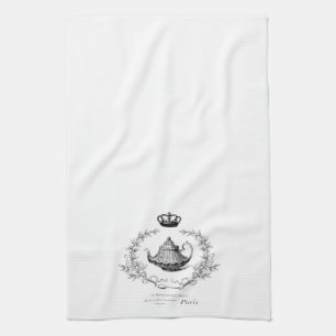 Vintage French teapot tea towel