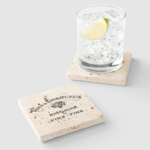 Vintage french text wines and spirits weathered stone coaster