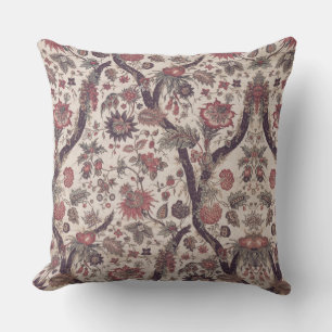 Vintage French Textile Floral Art nouveau Throw Pillow