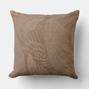 Vintage French Textile Floral Tan Gold Cushion