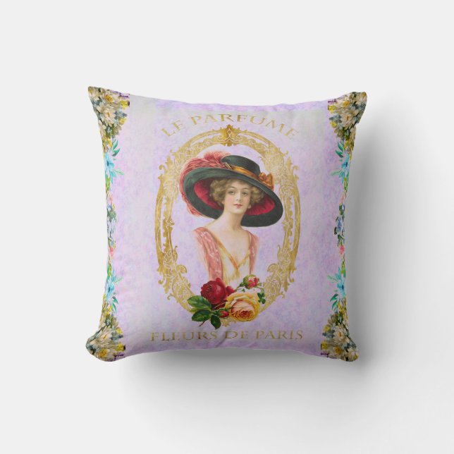 Vintage French Throw Pillow (Front)