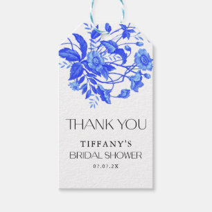 Vintage French Toile Blue Floral Bridal Shower Gift Tags