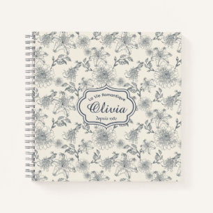 Vintage French Toile Botanical Bird Personalized  Notebook