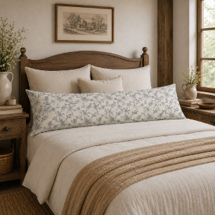 Vintage French Toile Botanical Bird Rustic Country Body Pillow