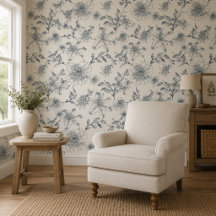 Vintage French Toile Botanical Bird Rustic Country