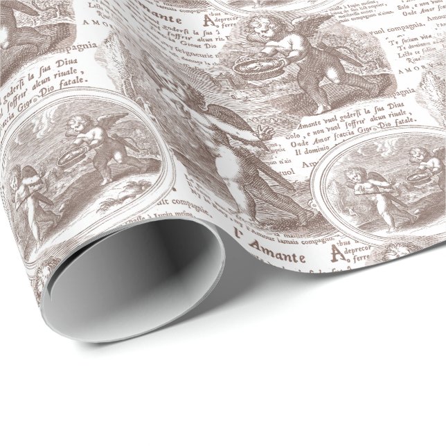 Vintage French Toile Cupids in Love  Wrapping Paper (Roll Corner)
