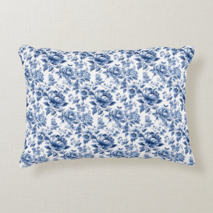 Vintage French Toile de Jouy Navy Blue  Accent Pillow
