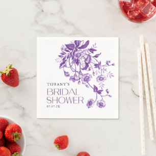 Vintage French Toile Floral Bridal Shower Napkin