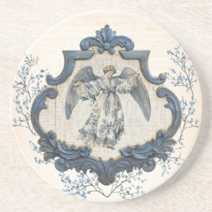 Vintage French Toile Nativity Angel Coaster