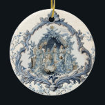 Vintage French Toile Nativity | Christmas  Ceramic Ornament<br><div class="desc">This vintage Christmas ornament features a beautiful toile nativity within an old distressed French frame.</div>