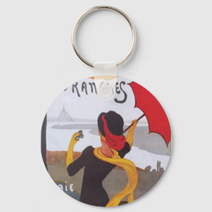 Vintage French Travel Ad 1910 Keychain